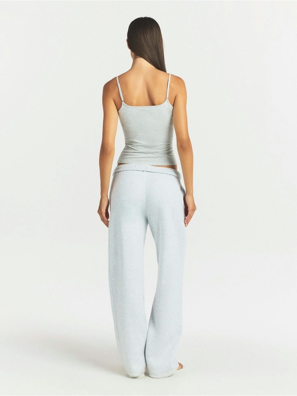 NWT SKIMS Cotton Fleece Classic Straight Leg Pant Light Heather Grey XSMALL - Picture 3 of 10